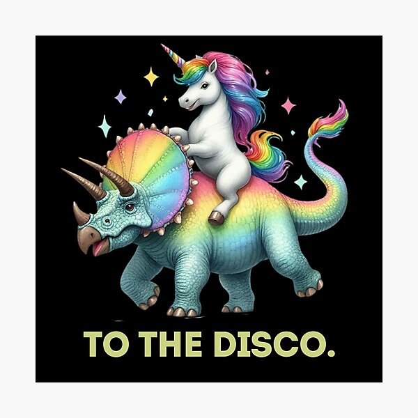 Item preview, To The Disco, Unicorn Riding Triceratops designed and sold by Haji  Kamora.