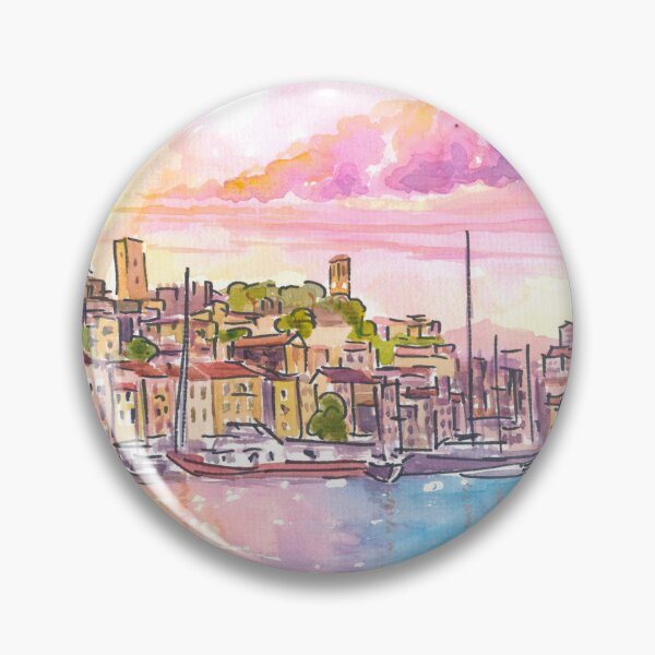 Item preview, Cannes French Riviera View of Old Harbour and Le Suquet at Mesmerizing Sunset designed and sold by artshop77.
