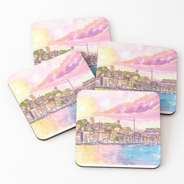 Item preview, Cannes French Riviera View of Old Harbour and Le Suquet at Mesmerizing Sunset designed and sold by artshop77.