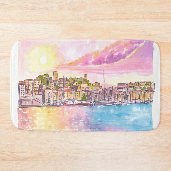 Item preview, Cannes French Riviera View of Old Harbour and Le Suquet at Mesmerizing Sunset designed and sold by artshop77.