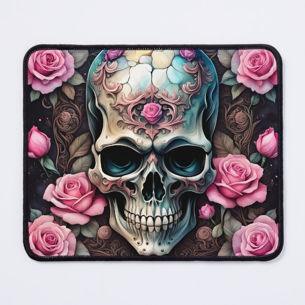 Item preview, Magnificent scull with pink roses designed and sold by Magixa.