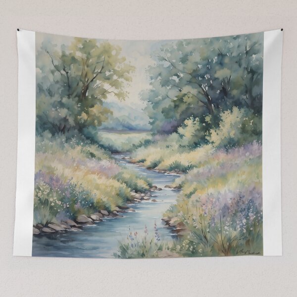 Item preview, Watercolor Wildflower Stream designed and sold by ArtsyWishesShop.