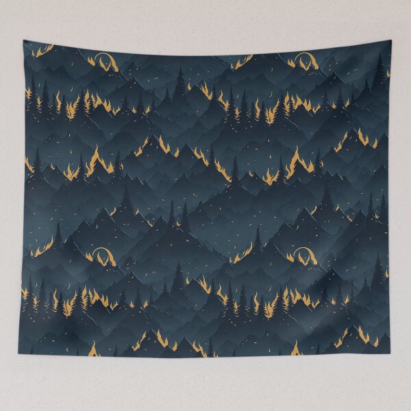 Item preview, Blazing Peaks - Dramatic Mountain Fire Scene designed and sold by Daniel Haddad.