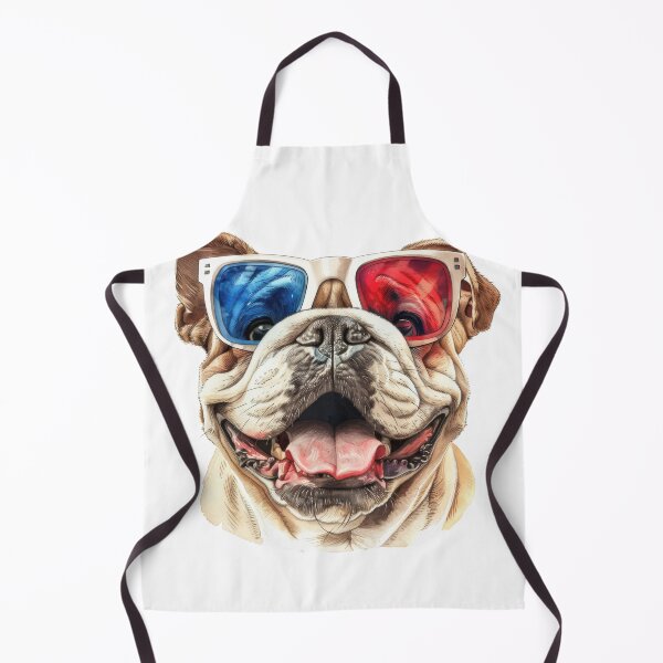 Item preview, Happy, Smiling XL Bulldog Wearing Old School 3-D Glasses In Watercolour Style designed and sold by Wormy-23.