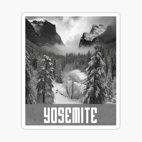 Yosemite National Park B&W Sticker