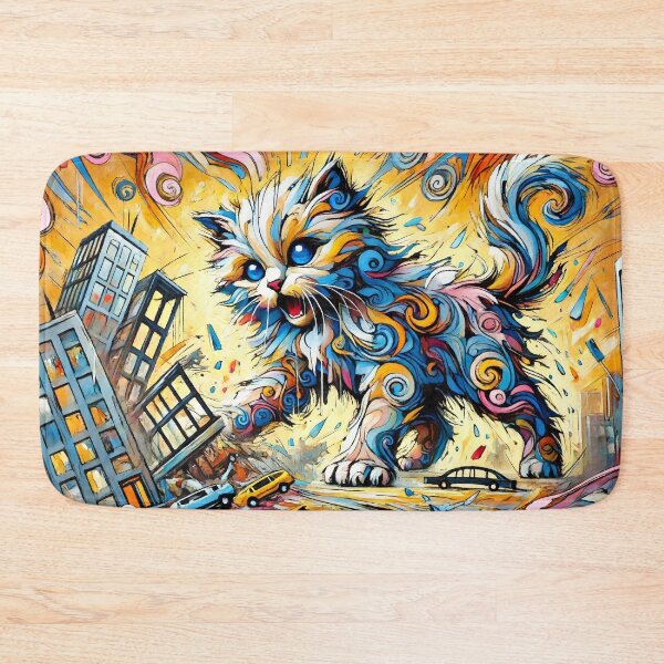 Item preview, Abstract Kitten Wreaks Havoc on the City designed and sold by CrypRenaissance.