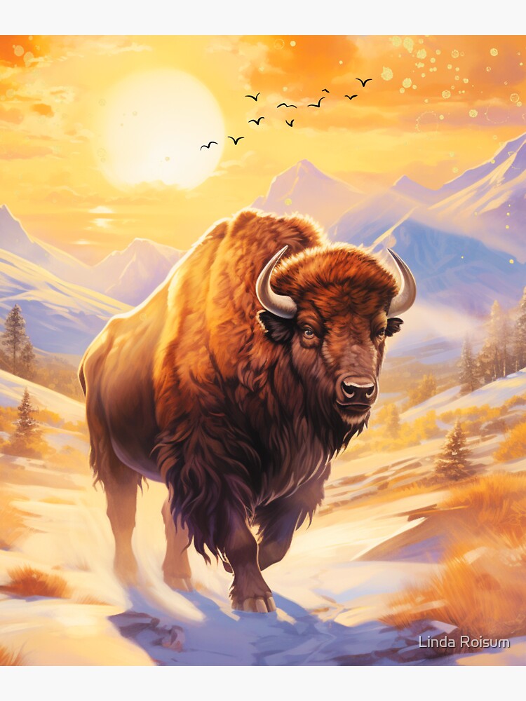 Thumbnail 3 of 3, Sticker, Bison in Yellowstone National Park designed and sold by jouvaygifts.