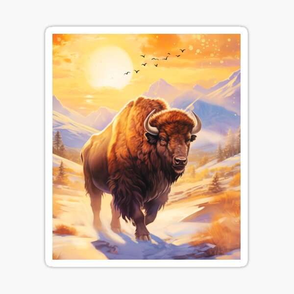 Bison in Yellowstone National Park Sticker