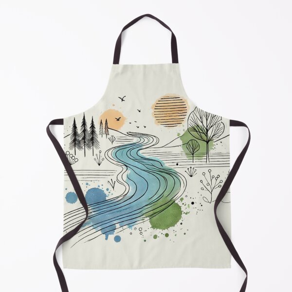Item preview, River watercolor line art designed and sold by PetPaletteCards.