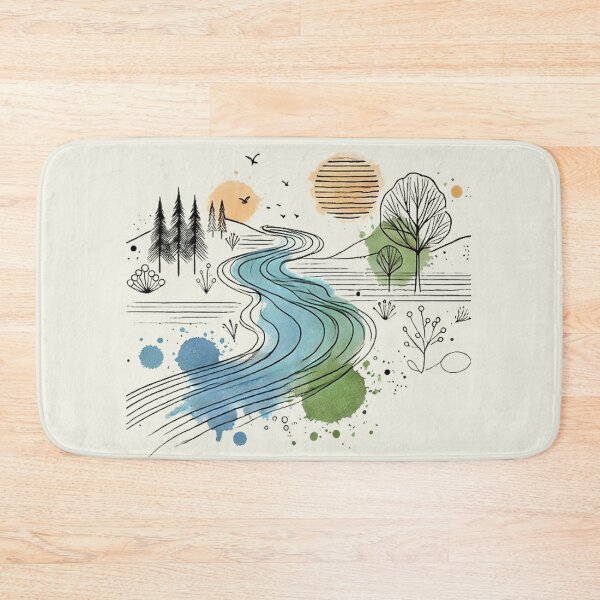 Item preview, River watercolor line art designed and sold by PetPaletteCards.