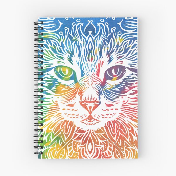 Item preview, Rainbow Floofy Cat Block Print designed and sold by wyntera.