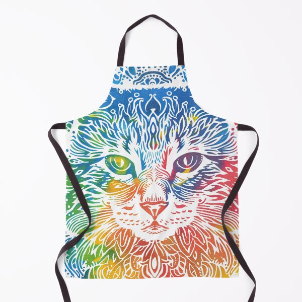 Item preview, Rainbow Floofy Cat Block Print designed and sold by wyntera.