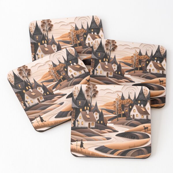 Item preview, Beautiful Houses Along The River Textured Landscape designed and sold by redask2me.