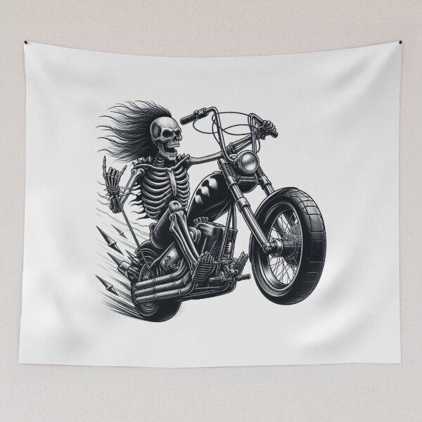 Item preview, Rocker Skeleton Riding a Chopper Motorbike designed and sold by GaborSkeleton.