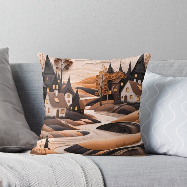 Item preview, Beautiful Houses Along The River Textured Landscape designed and sold by redask2me.