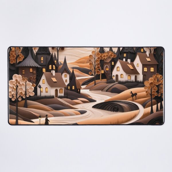 Item preview, Beautiful Houses Along The River Textured Landscape designed and sold by redask2me.