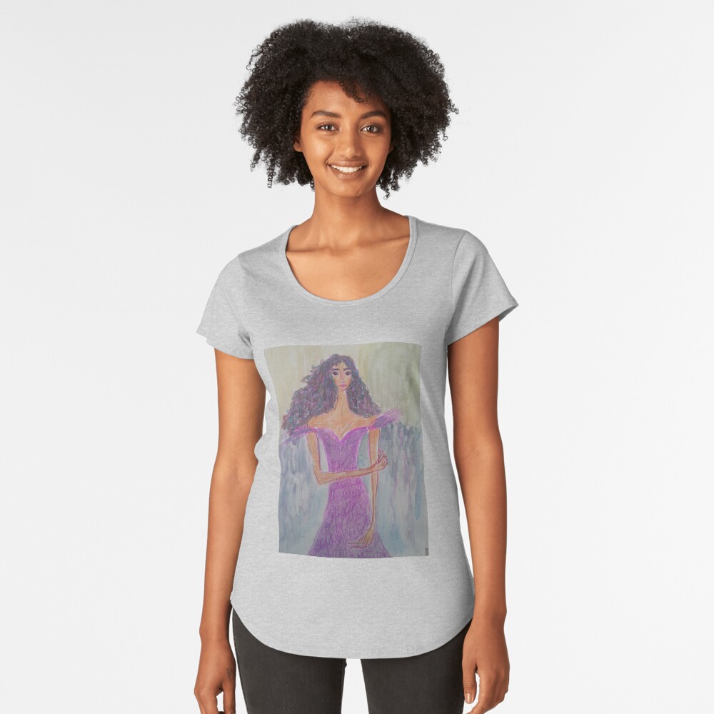 A Girl Wearing Ultraviolet Dress Premium Scoop T-Shirt