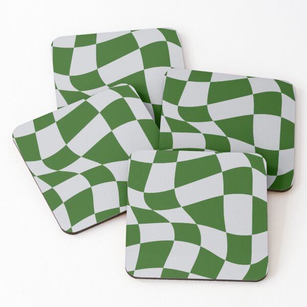 Item preview, Green Grey Distorted Checkerboard designed and sold by ZedColors.