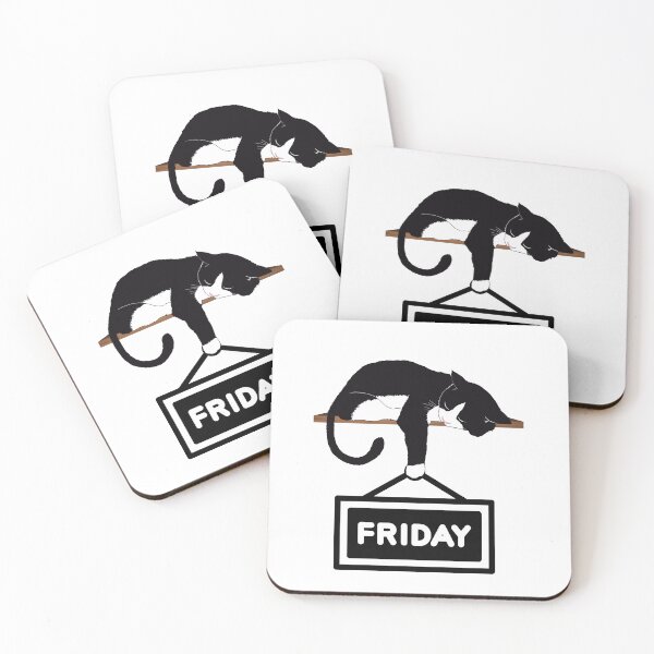 Item preview, Sleeping Cat Holding Up A Friday Sign designed and sold by signshirtz.