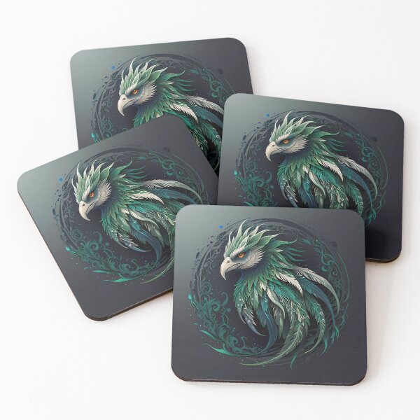 Item preview, Beautiful Green phoenix Bird Portrait Orange Eyes designed and sold by FocusedArt.