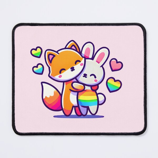 Item preview, Rainbow Hugging Fox and Rabbit designed and sold by Prideful-Prints.