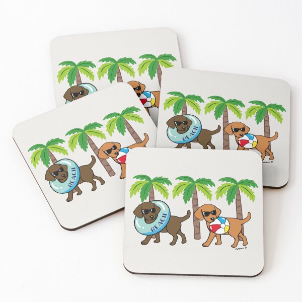 Item preview, Fox Red Labrador and Chocolate Labrador Go to Beach designed and sold by HappyLabradors.