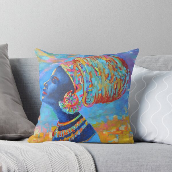 Item preview, Black Woman Afro Africa African People Blue Yellow designed and sold by Instant Printing.