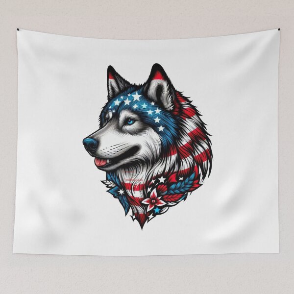 Item preview, Patriotic Tatted Wolf designed and sold by TattedWolf.