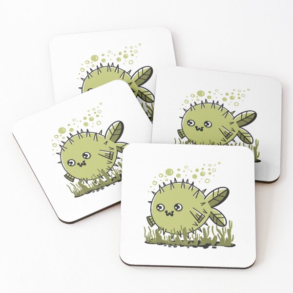 Item preview, Green blowfish in the seaweed designed and sold by jazzydevil.