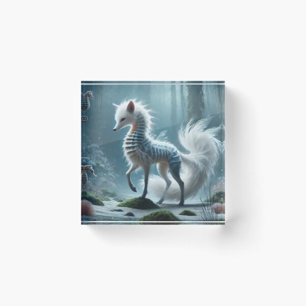 Item preview, Ethereal Fox-Seahorse Hybrid: Enchanted Ocean Guardian designed and sold by FantasyHybrids.