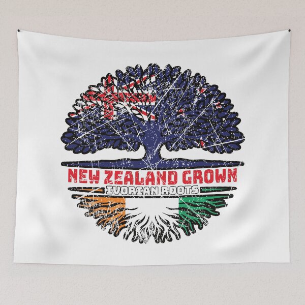 Item preview, Ivory Coast Ivorian New Zealander New Zealand Tree Roots Flag designed and sold by FlagX.