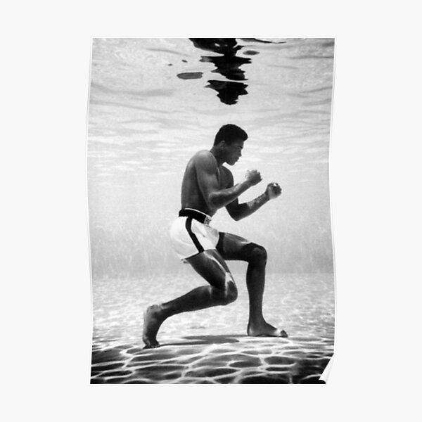 Muhammad Ali Under Water Fighting Position Poster