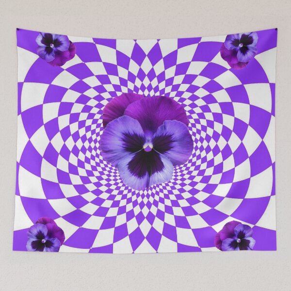 Item preview,  PURPLE PANSY & DIAMONDS GEOMETRIC PATTERN ART designed and sold by sharlesart.