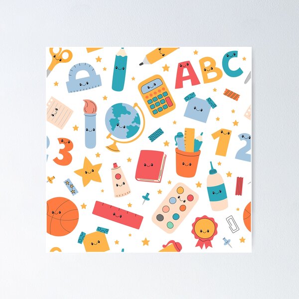 Item preview, Cute School Supplies Pattern designed and sold by AnnaVioletStore.