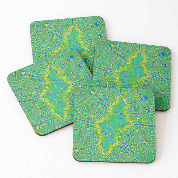 Item preview, Mandelbrot 82 - Abstract fractal tethered yellow-green cell designed and sold by Draeger0.