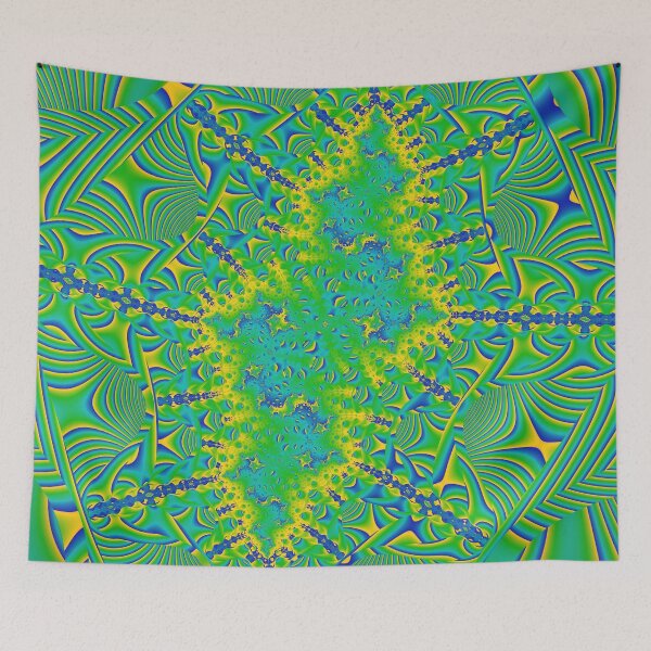 Item preview, Mandelbrot 82 - Abstract fractal tethered yellow-green cell designed and sold by Draeger0.
