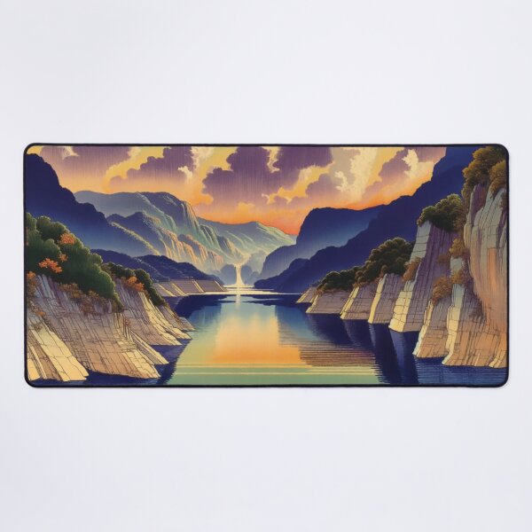 Item preview, Floating Towards Jihinn - A Contemporary Ukiyo-e Nature Landscape designed and sold by Kijiermono.