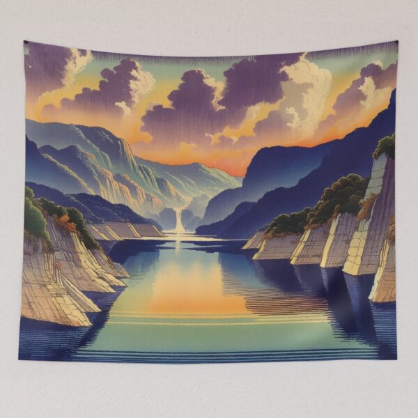 Item preview, Floating Towards Jihinn - A Contemporary Ukiyo-e Nature Landscape designed and sold by Kijiermono.