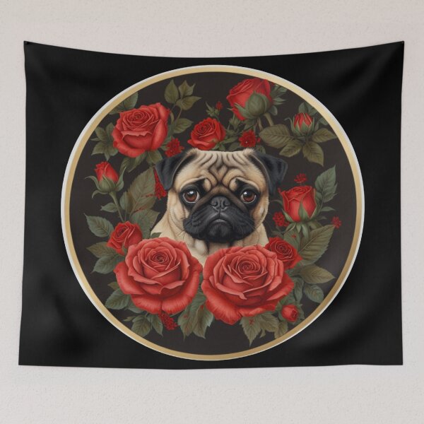 Item preview, Pug in red roses designed and sold by Astralia.