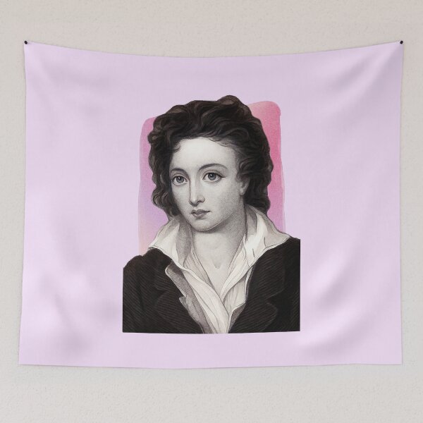Item preview, English Poet Percy Bysshe Shelley - pink - illustration  designed and sold by Litstoy.