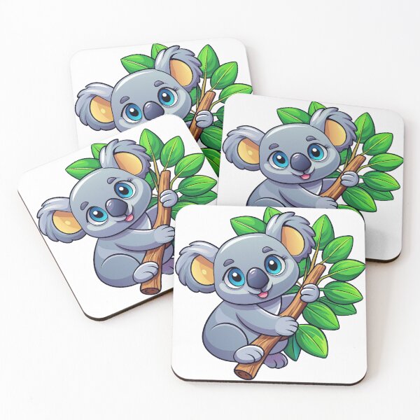Aperçu de l'œuvre Autocollant Kawaii Koala accroché à une branche d’eucalyptus – Art mignon du koala pour les amoureux de la nature créée et vendue par itsnaeem (36).