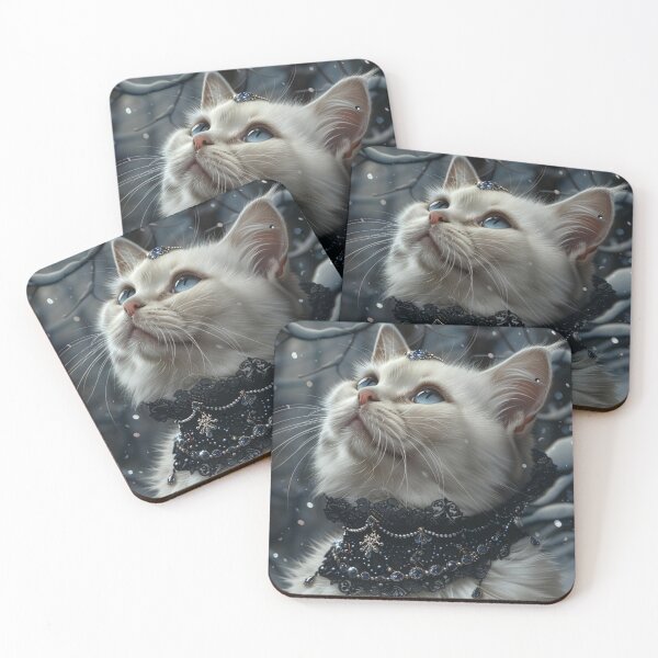 Item preview,  White British Shorthair Cat In Snow designed and sold by Nocturne  Paws.