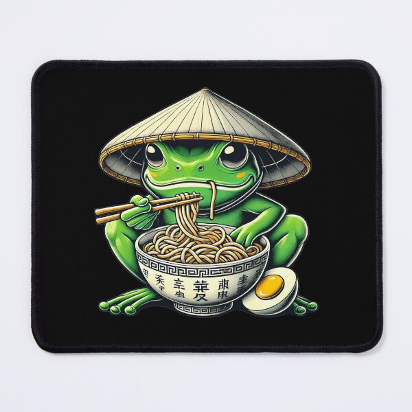Item preview, Otaku Frog Eating Ramen Japanese Noodles Kawaii designed and sold by BlueBerry-Pengu.