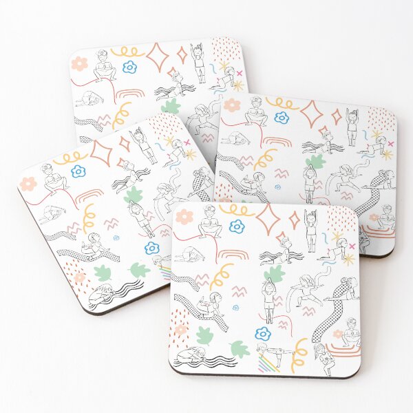 Item preview, Different yoga poses with abstract  designed and sold by Firstdot.