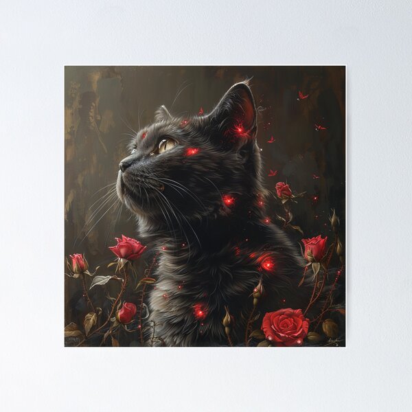 Item preview, Gato británico de pelo corto en el jardín de rosas designed and sold by Nocturne Paws.