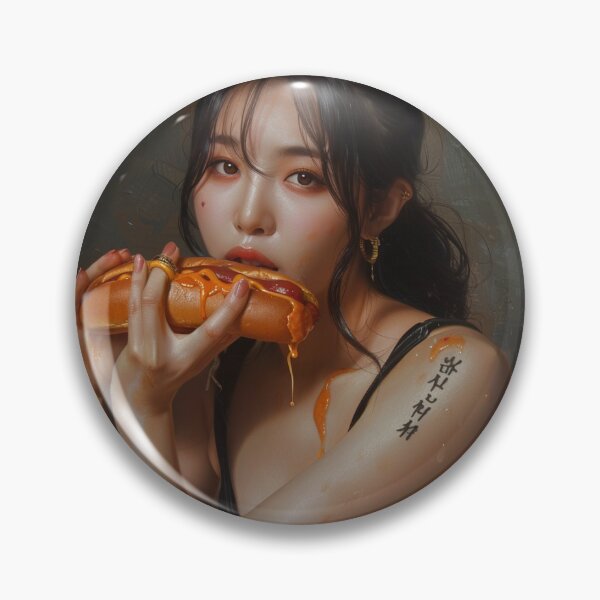 Item preview, A wonman eating a hot dog with a sexy expression. designed and sold by HANGLEMAN.