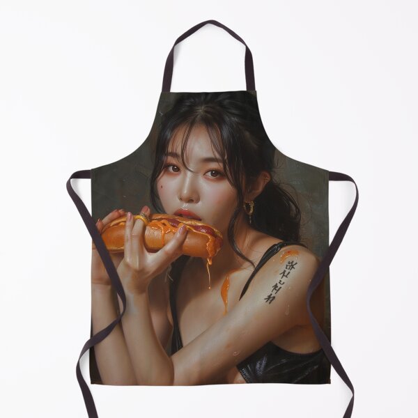 Item preview, A wonman eating a hot dog with a sexy expression. designed and sold by HANGLEMAN.