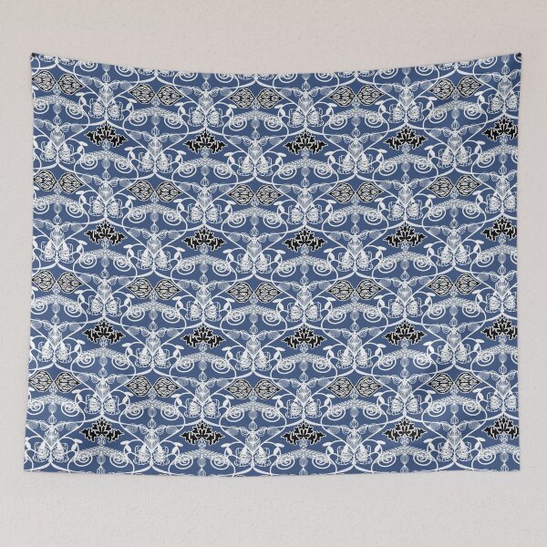 Item preview, curved fabric pattern, porcelain pattern, blue background designed and sold by WinusYTS.