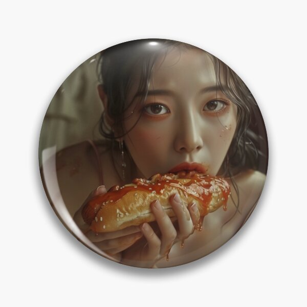 Item preview, A wonman eating a hot dog with a sexy expression. designed and sold by HANGLEMAN.