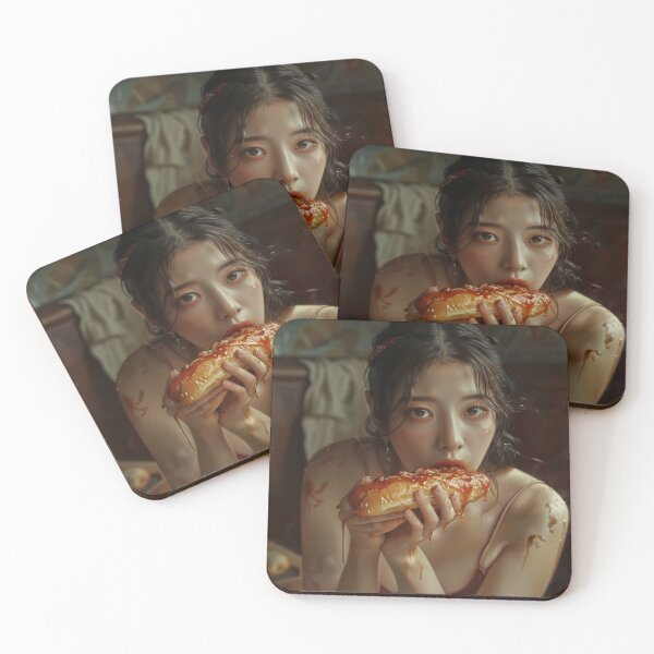 Item preview, A wonman eating a hot dog with a sexy expression. designed and sold by HANGLEMAN.